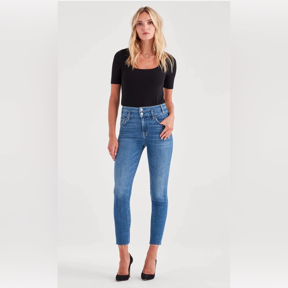 HIGH WAIST ROXANNE ANKLE WITH DOUBLE WAISTBAND & CUT OFF HEM IN DESERT OASIS